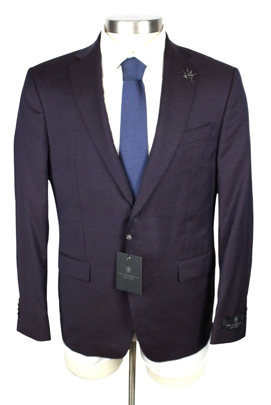 $598 John Varvatos Bleecker Jacket Mens 40 S Purple Wool Blazer Sport Coat